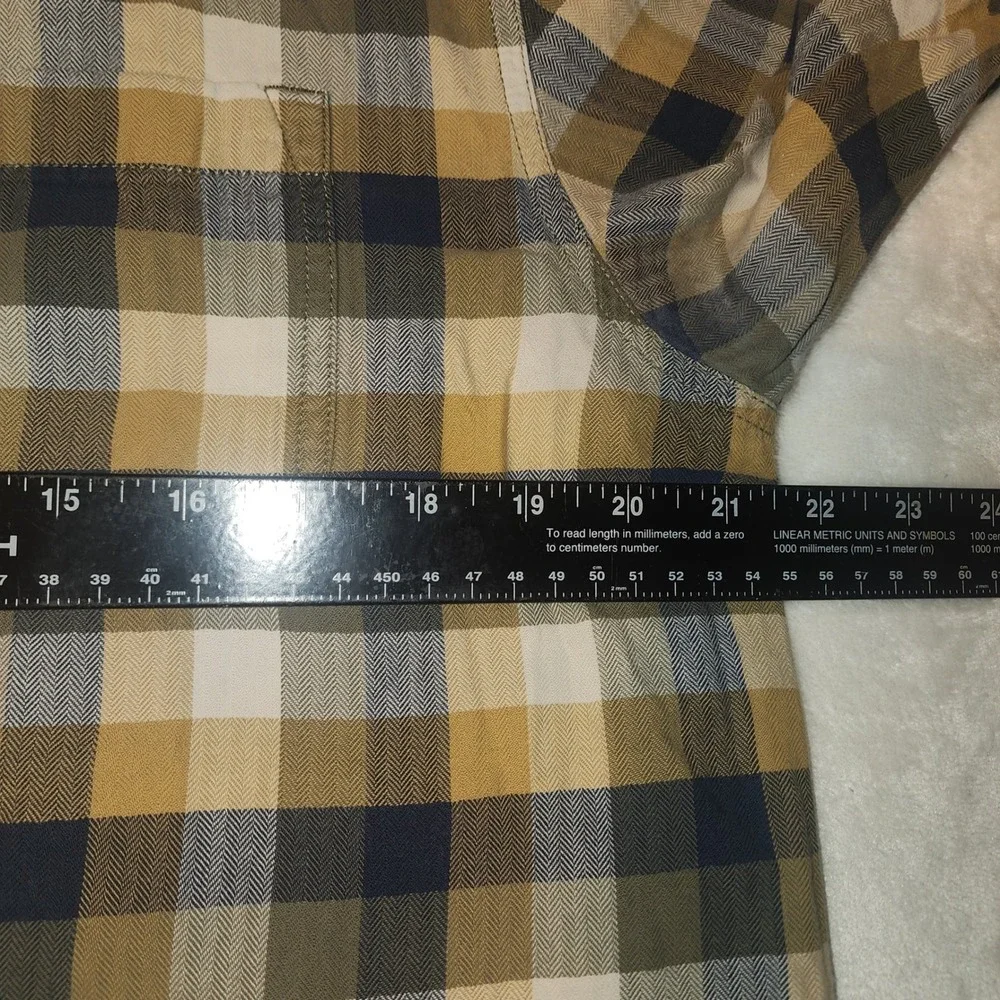 The North Face Mens Plaid Flannel Shirt Large Yellow‎ Blue Long Sleeve
